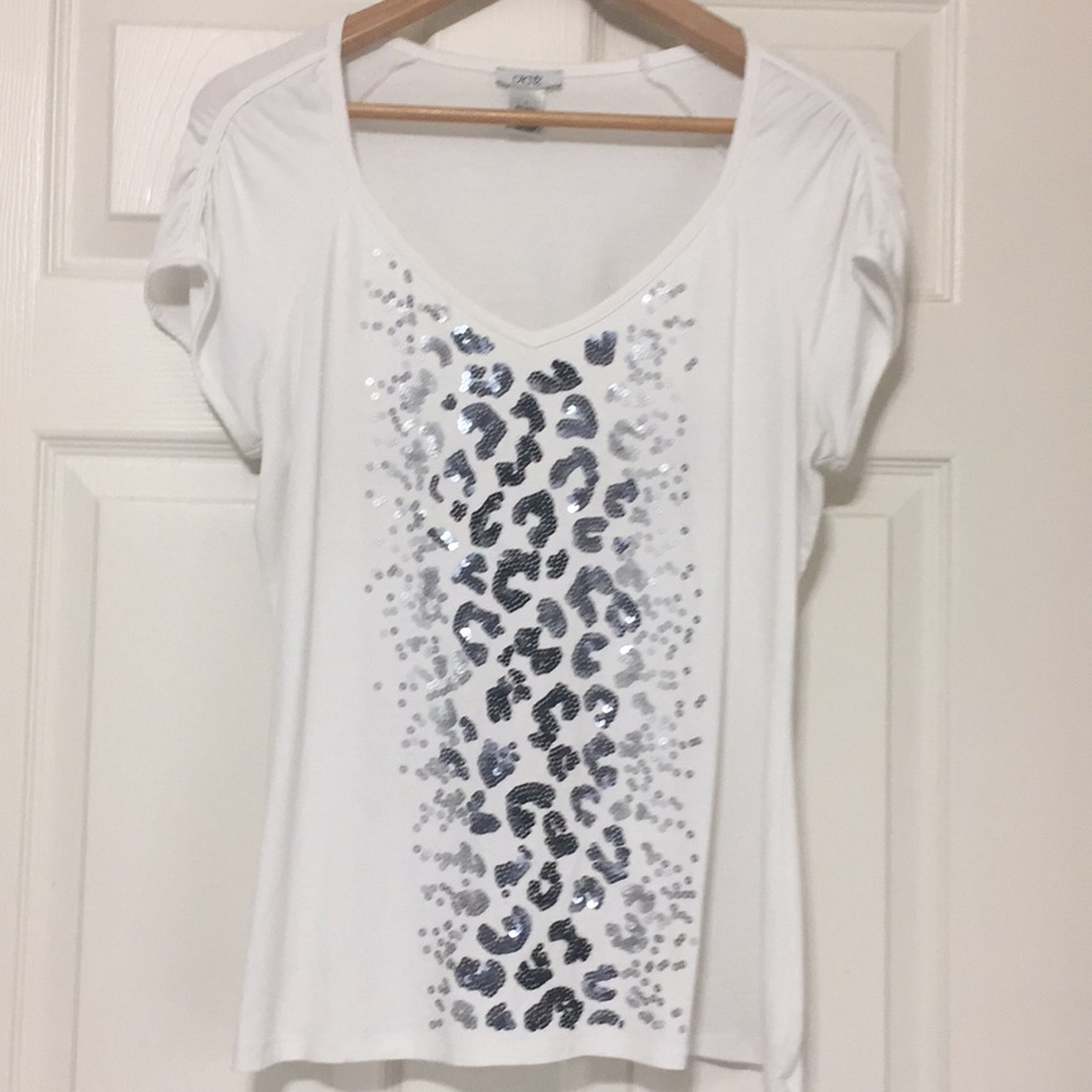 Cache white sequins top size large